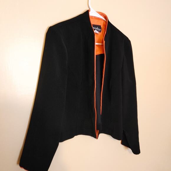 Positive Attitude Petite Size 14 Coral Black Blazer Open Career Business Top - Picture 6 of 10